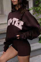 Women's Oversized Applique Hoodie in Espresso — Sweater