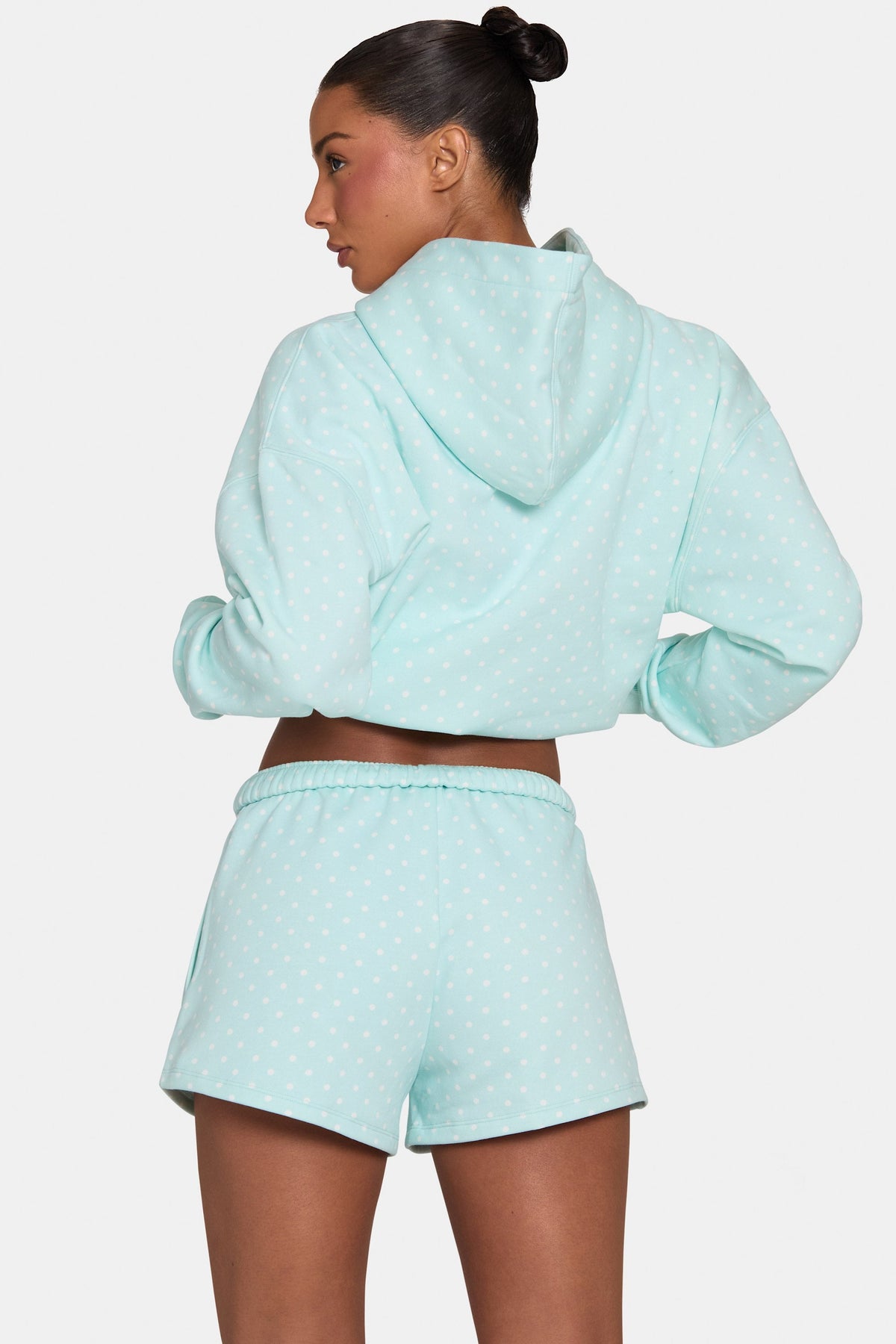 Women's Oversized Applique Hoodie in Peppermint Polka Dot — Sweater