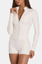Women's Soft Active Zip-Up Jacket in Coconut — Activewear