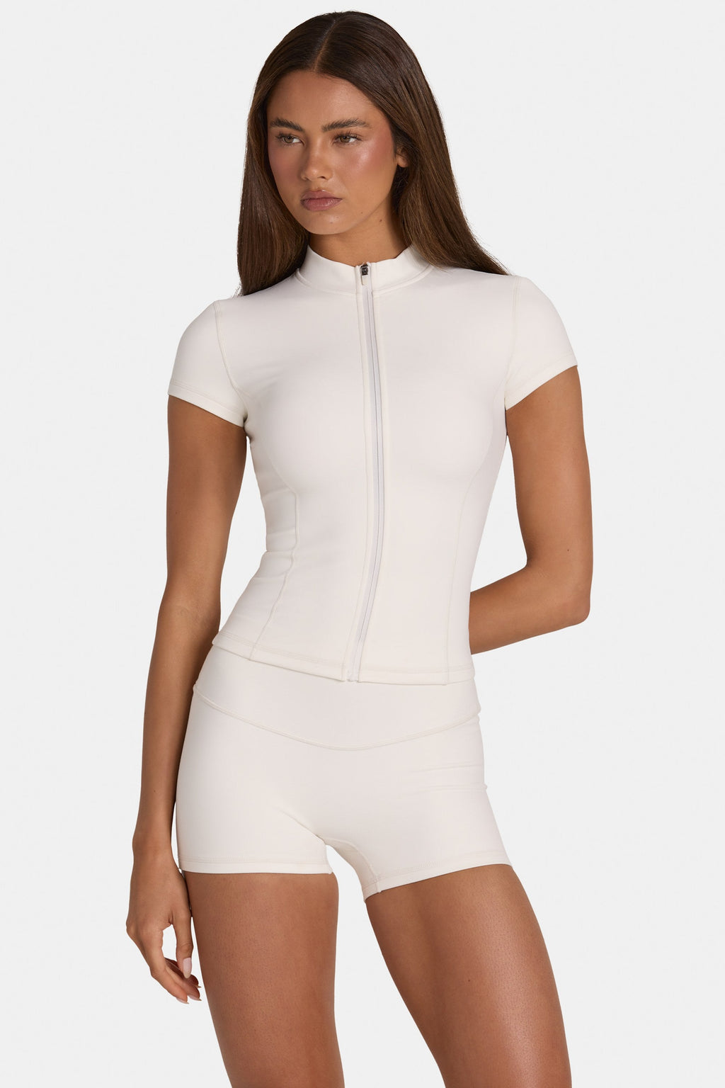 Women's Soft Active Zip-Up Top in Coconut — Activewear