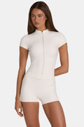 Women's Soft Active Zip-Up Top in Coconut — Activewear