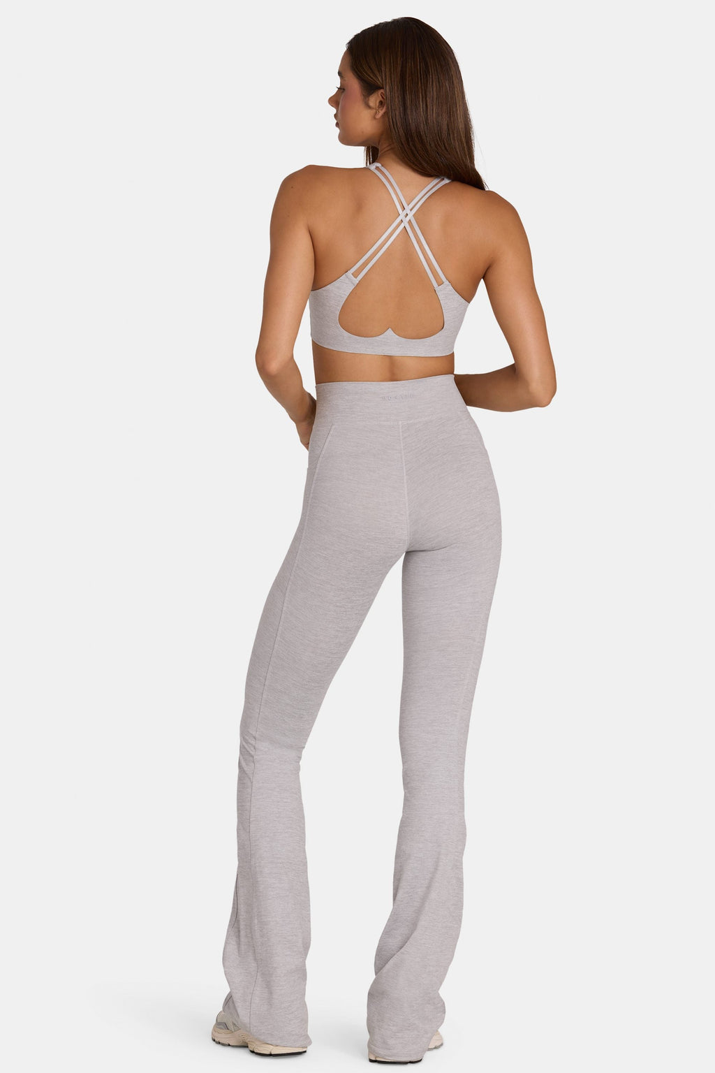 Women's Soft Active V-Waist Flared Leggings in Grey Marl — Activewear