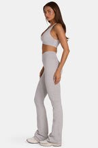 Women's Soft Active V-Waist Flared Leggings in Grey Marl — Activewear