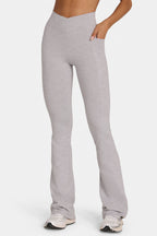 Women's Soft Active V-Waist Flared Leggings in Grey Marl — Activewear