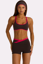Women's Soft Active Wrap Waist Shorts in Truffle