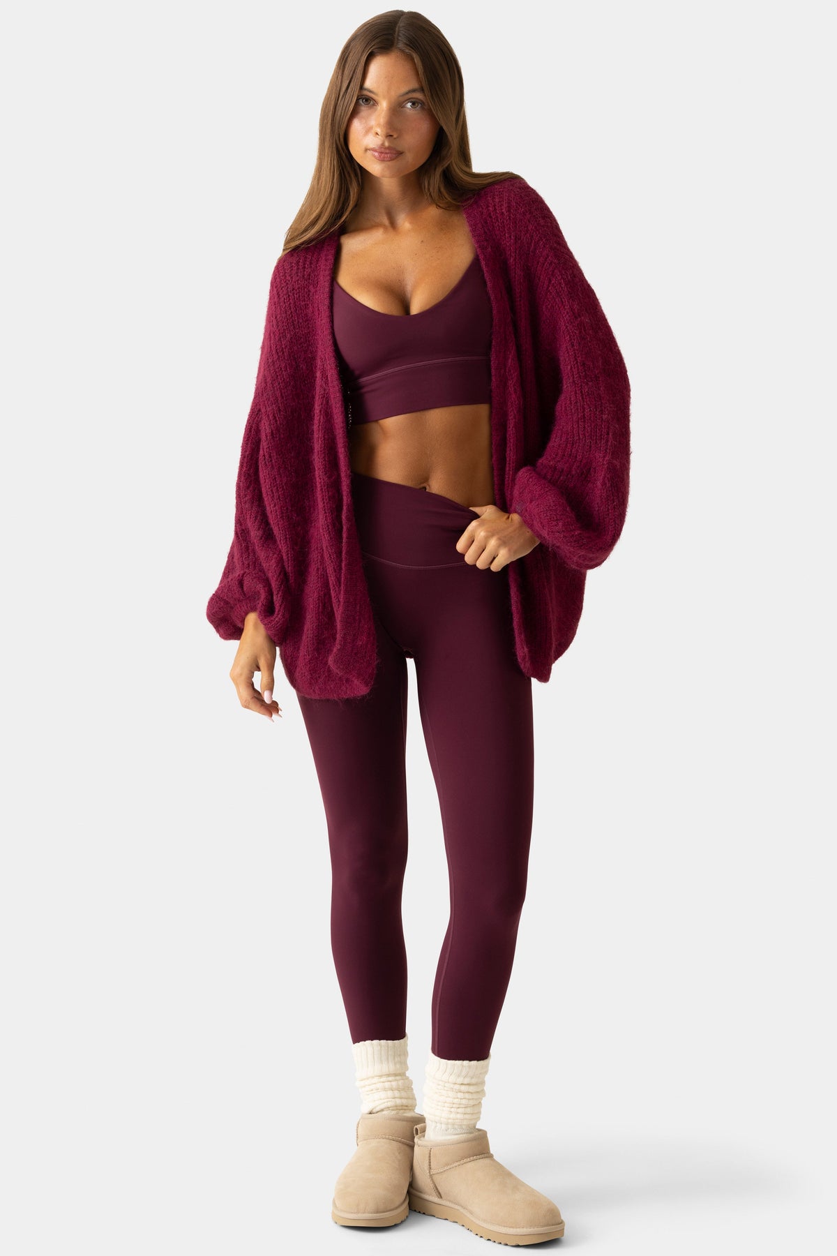 Women's Soft Knit Cardigan in Burgundy — Sweater