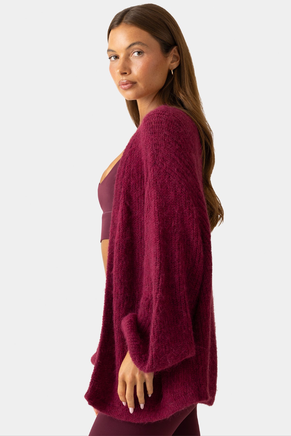 Women's Soft Knit Cardigan in Burgundy — Sweater