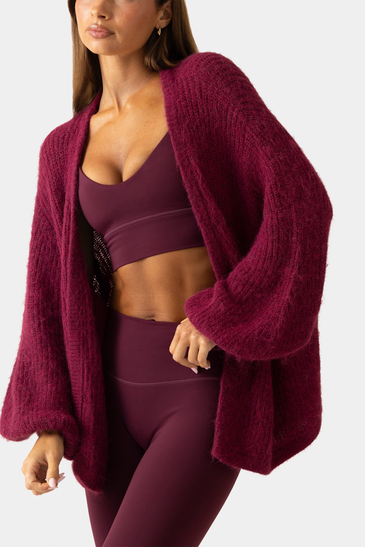 Women's Soft Knit Cardigan in Burgundy — Sweater