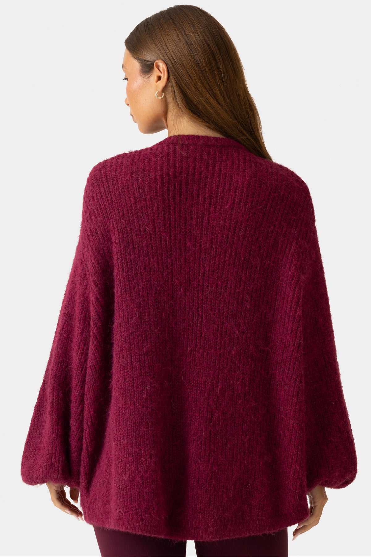 Women's Soft Knit Cardigan in Burgundy — Sweater
