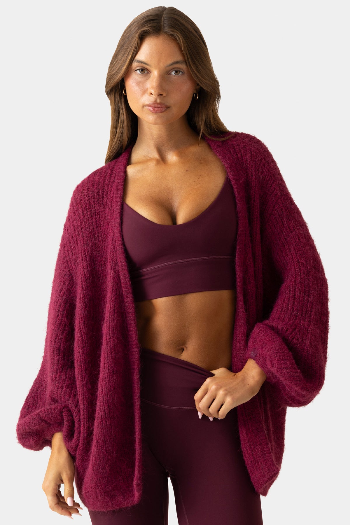 Women's Soft Knit Cardigan in Burgundy — Sweater
