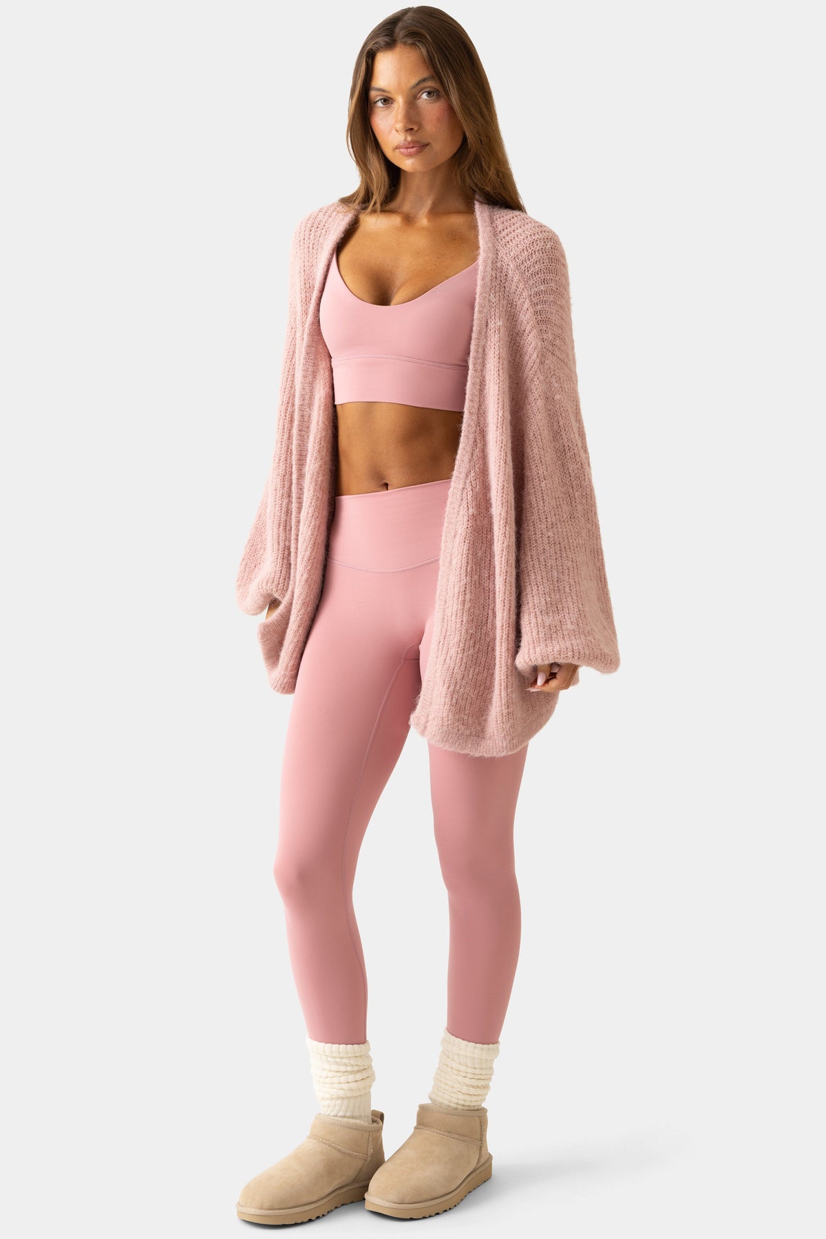 Women's Soft Knit Cardigan in Soft Pink — Sweater