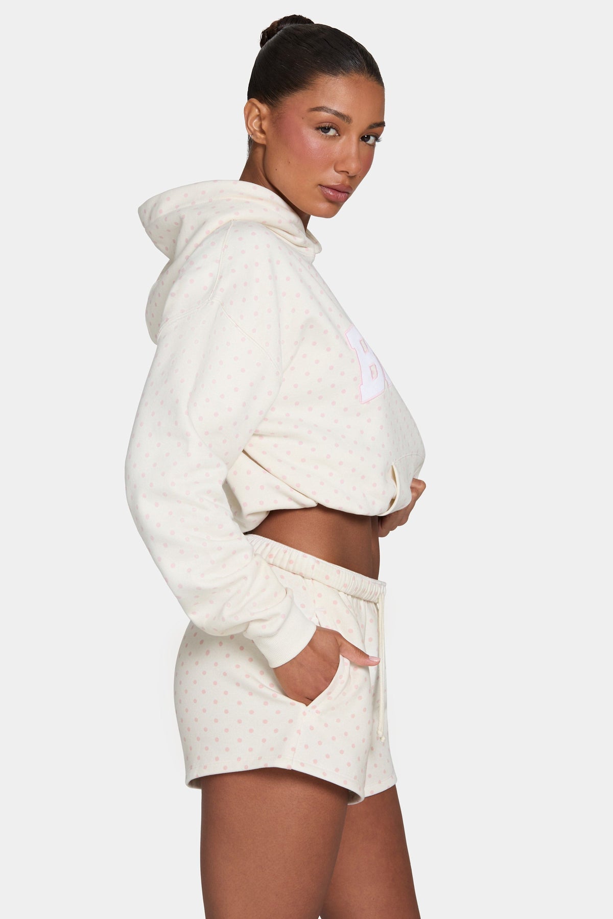 Women's Sweat Shorts in Blush Polka Dot