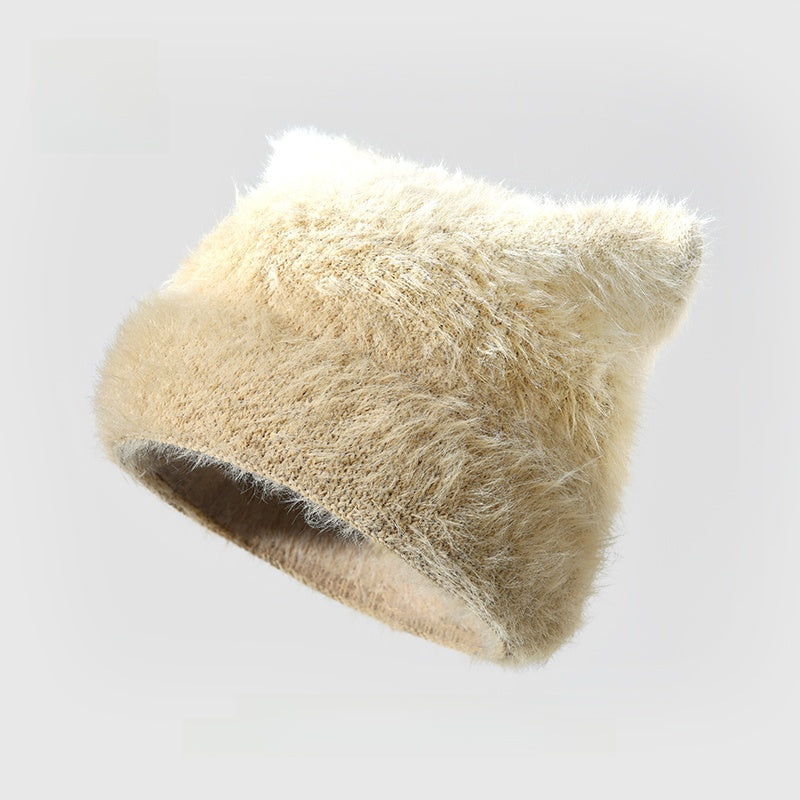 Plush Cat-Ear Knit Beanie