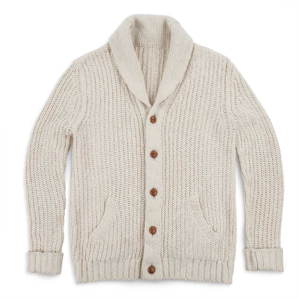 Men's The Shawl Cardigan in Natural Cotton — Sweater