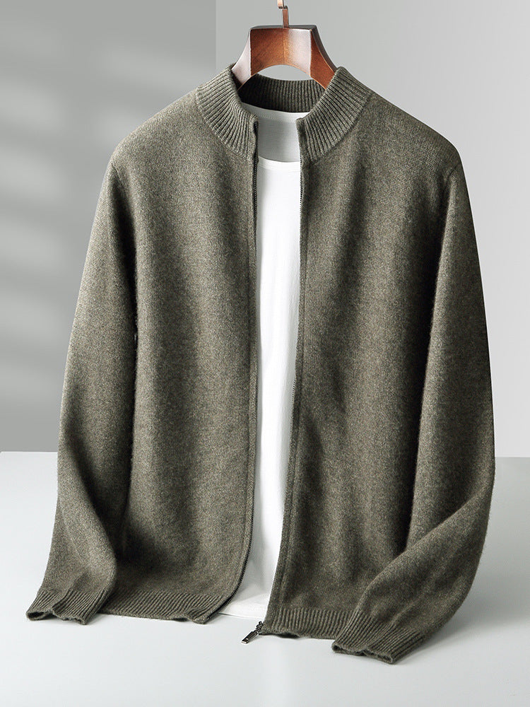 Women's Stand-Collar Wool Cardigan