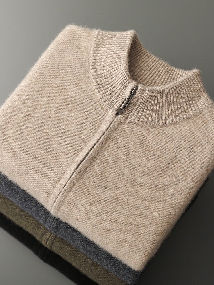 Women's Stand-Collar Wool Cardigan