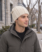 Men's Soft Stretch Knit Beanie — Beige — lifestyle — wb-gender-final-178
