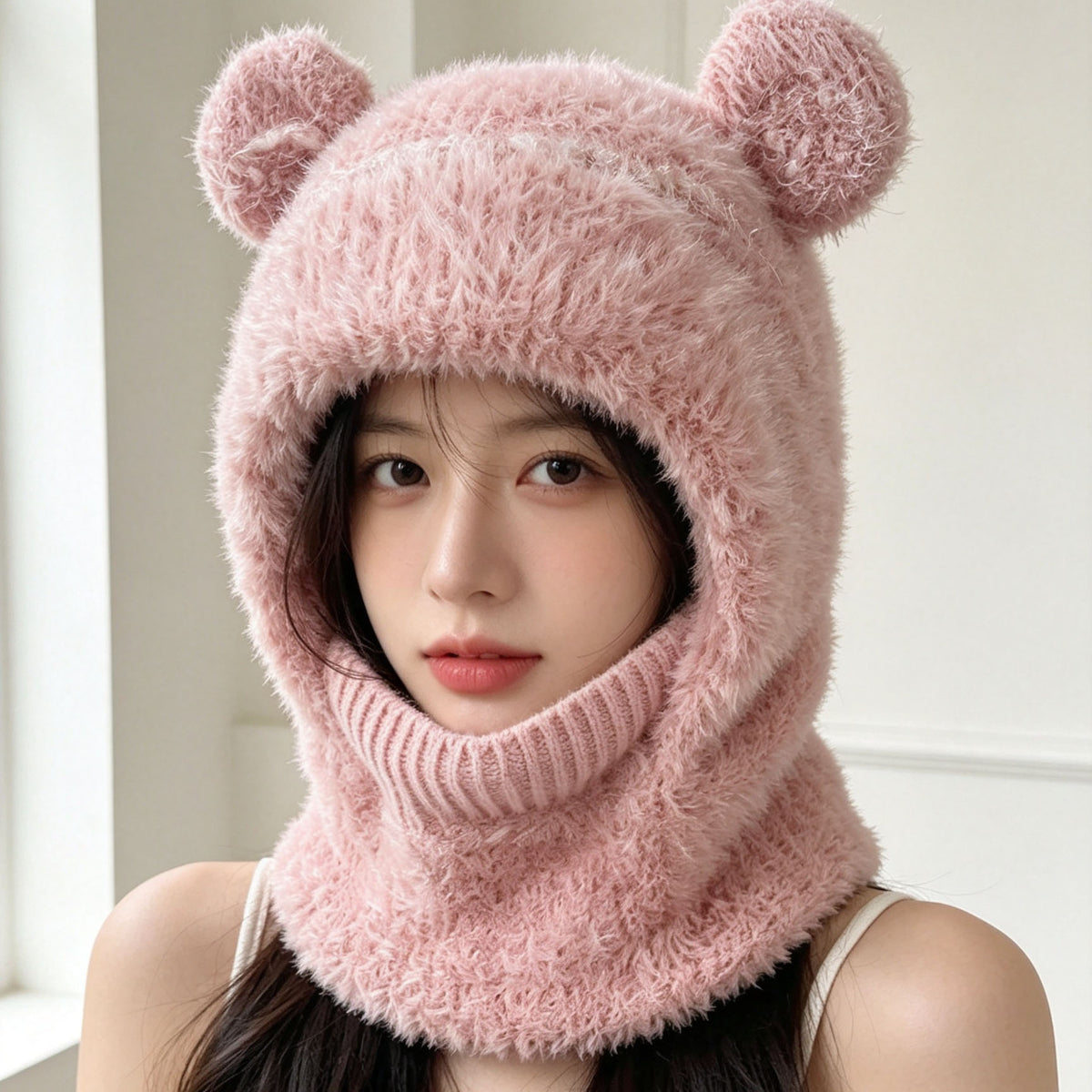 Plush Bear-Ear Hood - Adult & Kids