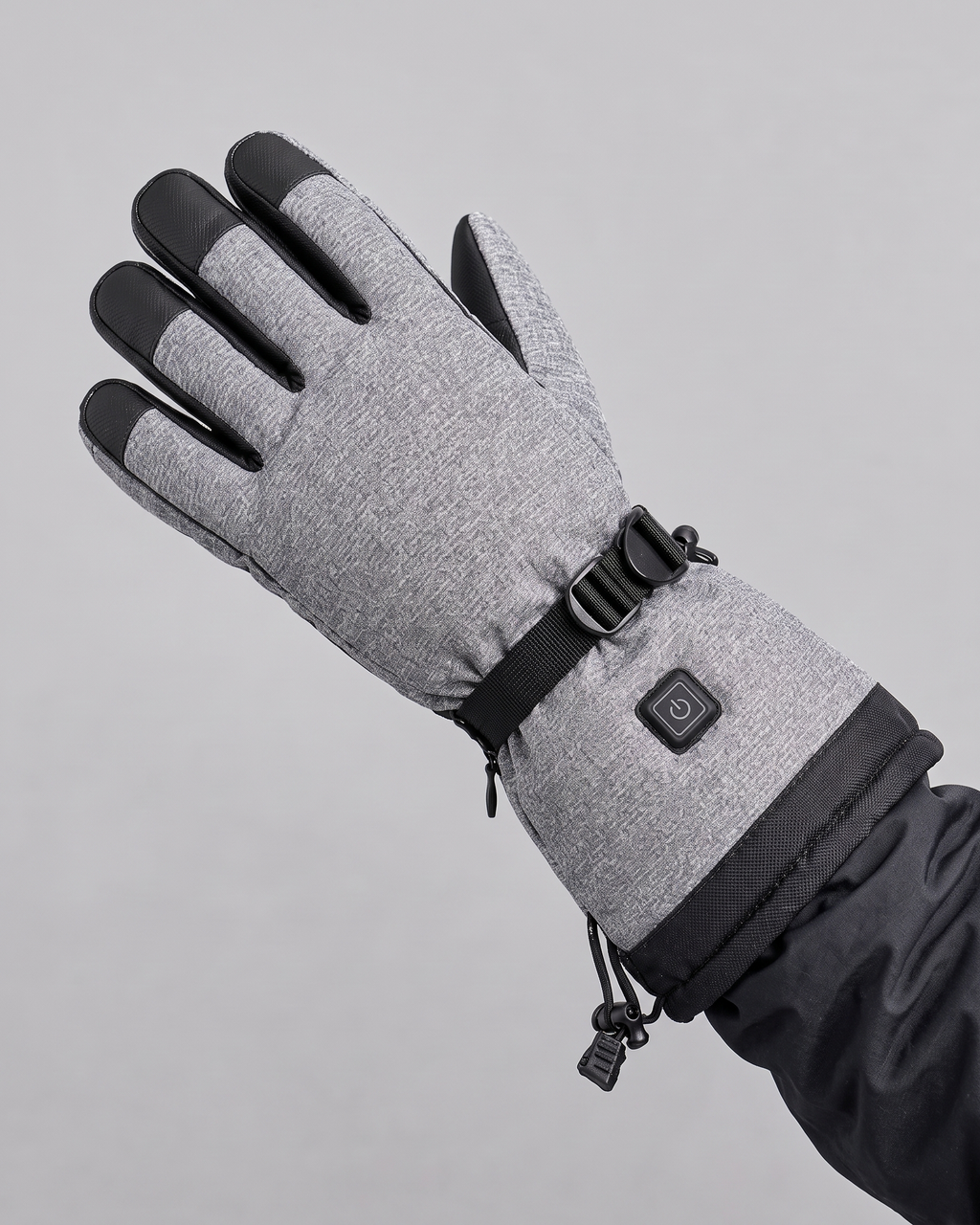 Men's Electric Heated Winter Gloves — Gray — fit detail [WB split final 58]