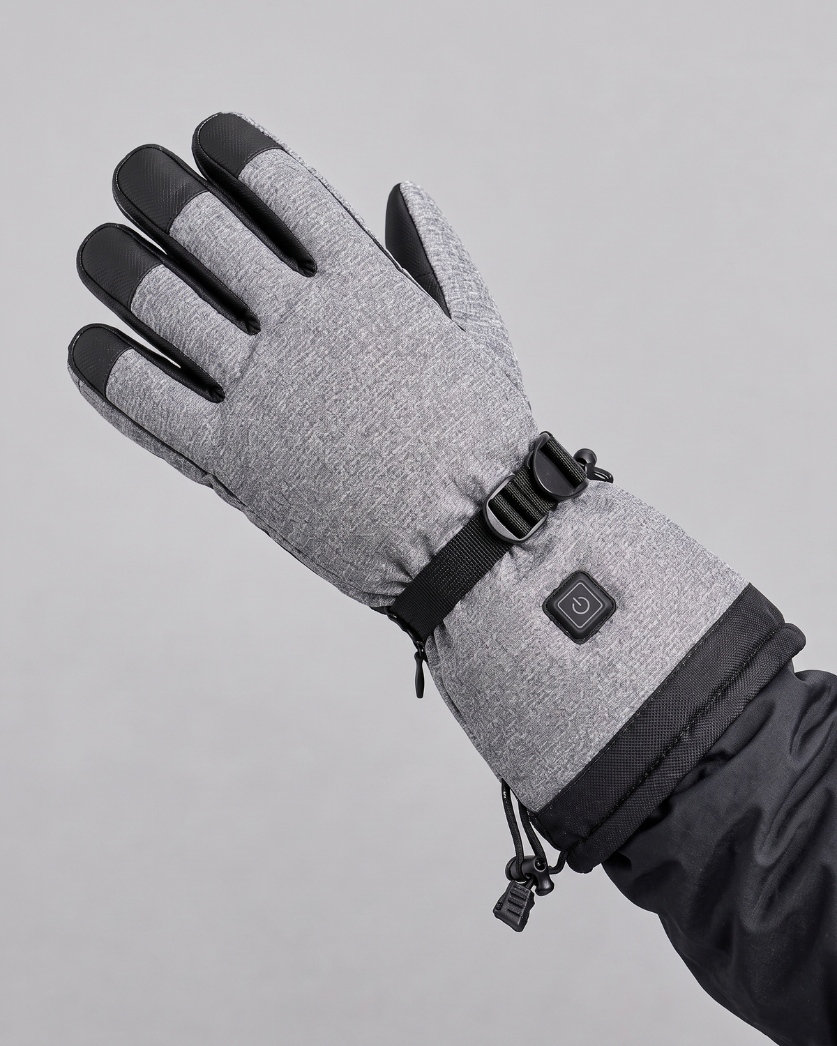 Men's Electric Heated Winter Gloves — Gray — fit detail [WB split final 58]
