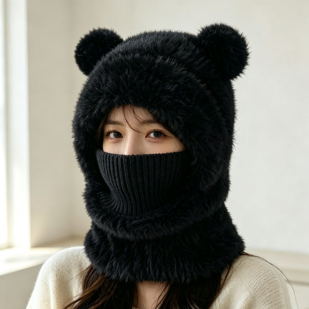 Plush Bear-Ear Hood - Adult & Kids