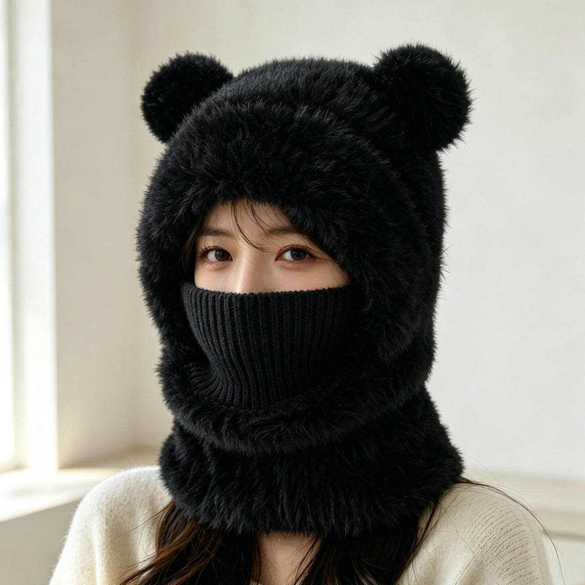 Plush Bear-Ear Hood - Adult & Kids