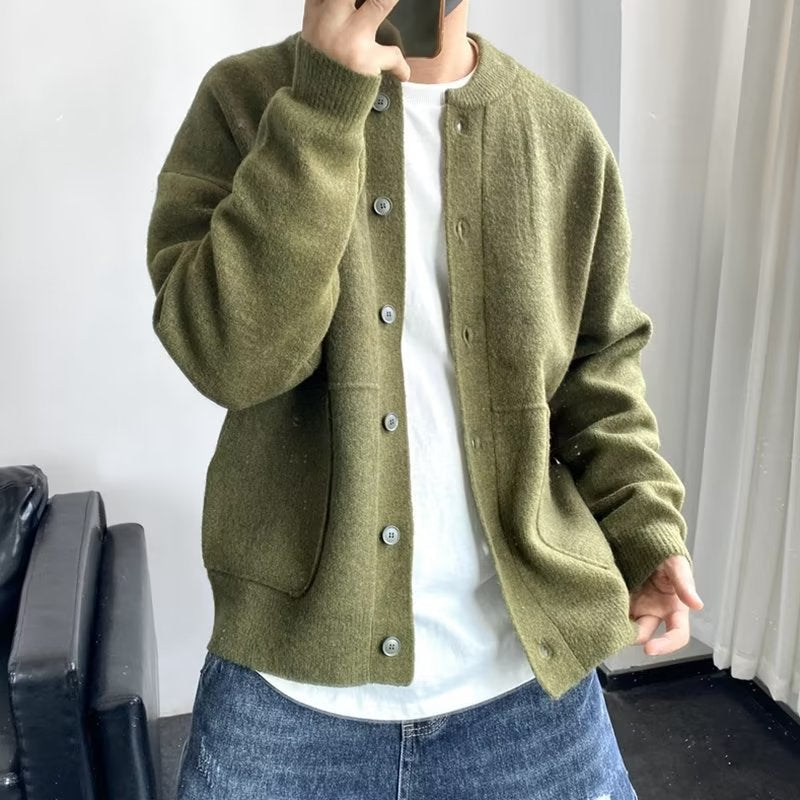 Men's Wool-Blend Button-Front Cardigan