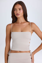 Women's Ruched Cut-Out Top in Taupe