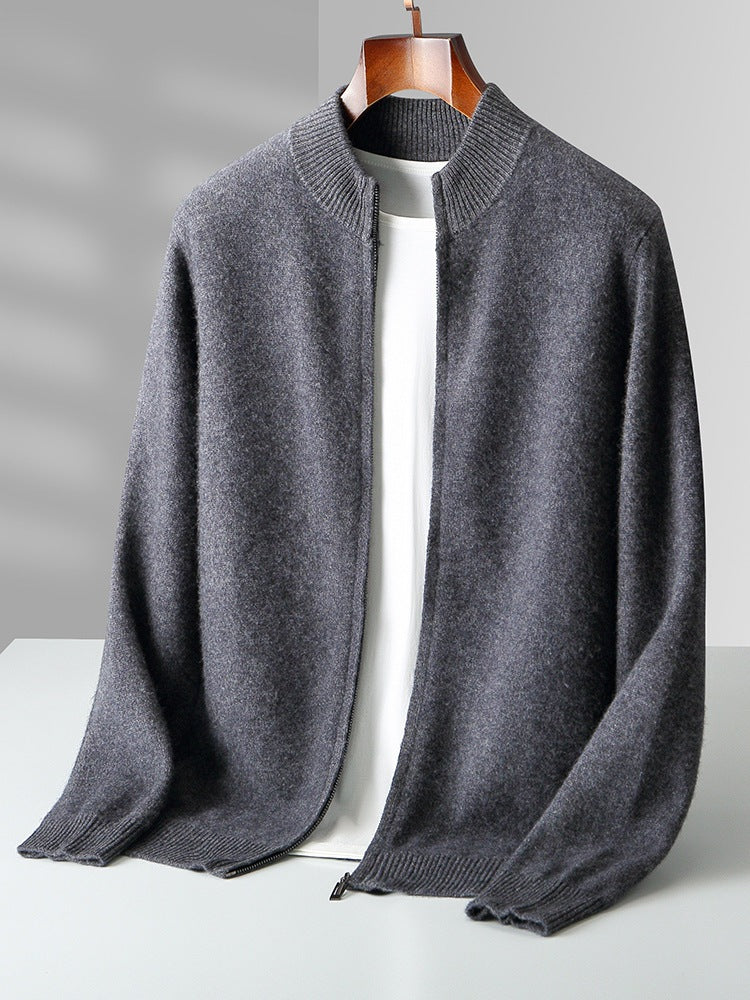 Women's Stand-Collar Wool Cardigan