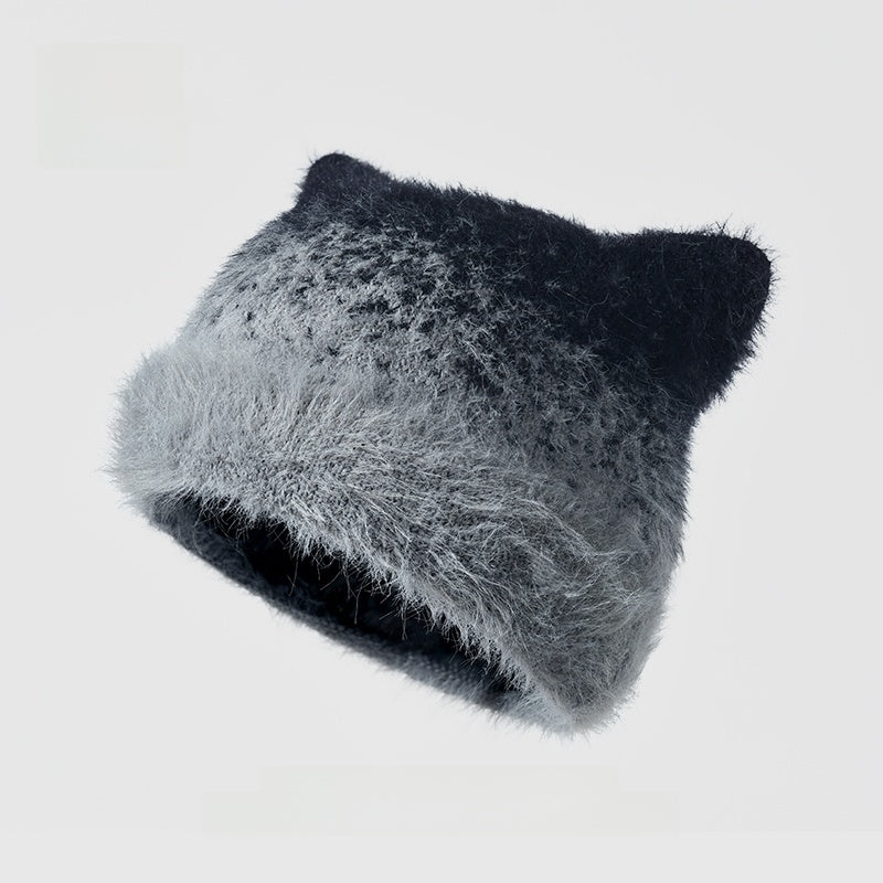 Plush Cat-Ear Knit Beanie
