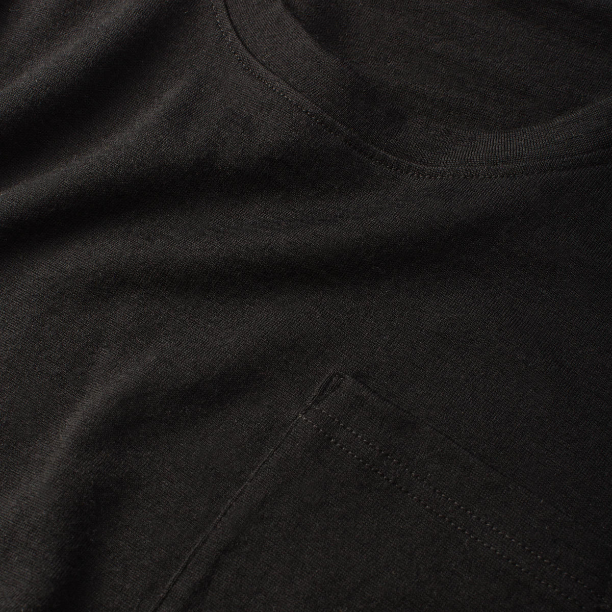 Men's The Crewneck Pocket Tee in Black Merino — Sweater
