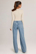 Women's Drawstring Straight-Leg Jeans in Light Wash