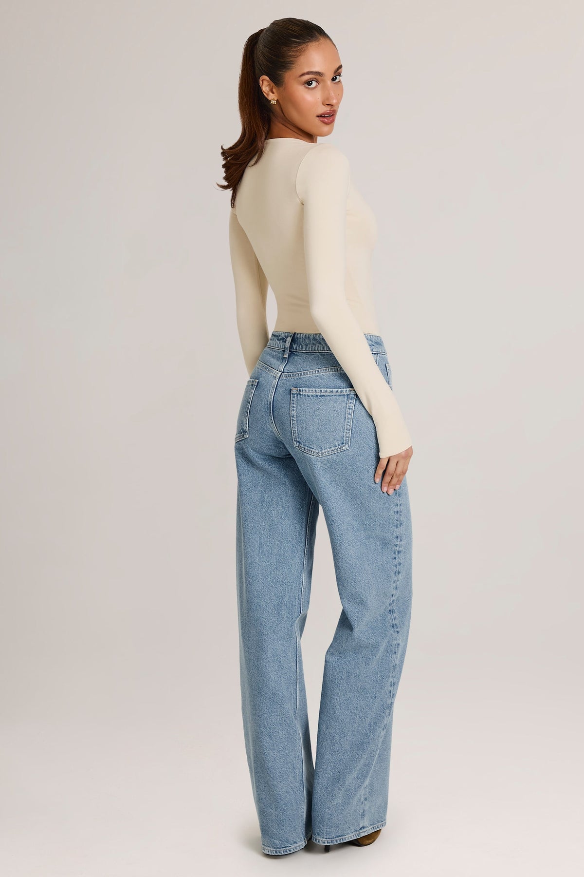 Women's Drawstring Straight-Leg Jeans in Light Wash