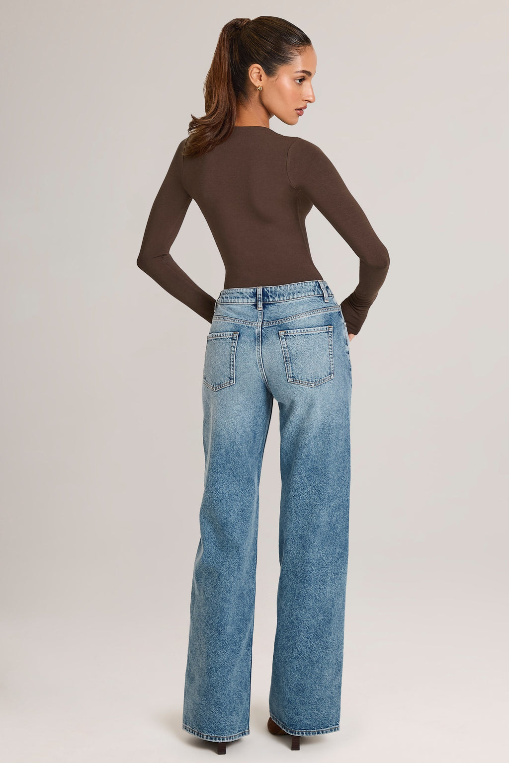 Women's Drawstring Straight-Leg Jeans in Mid Wash