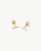 Solid Gold Bar Stud Earrings | 9ct Solid Yellow Gold