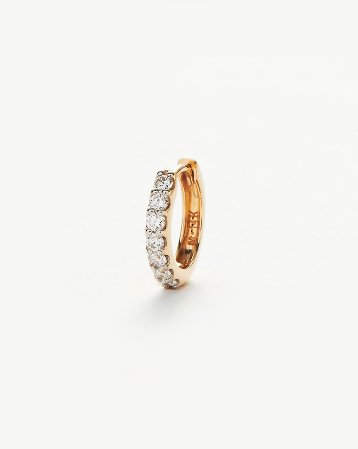 Solid Gold Classic Diamond Single Huggie | 9ct Solid Yellow Gold — Earrings