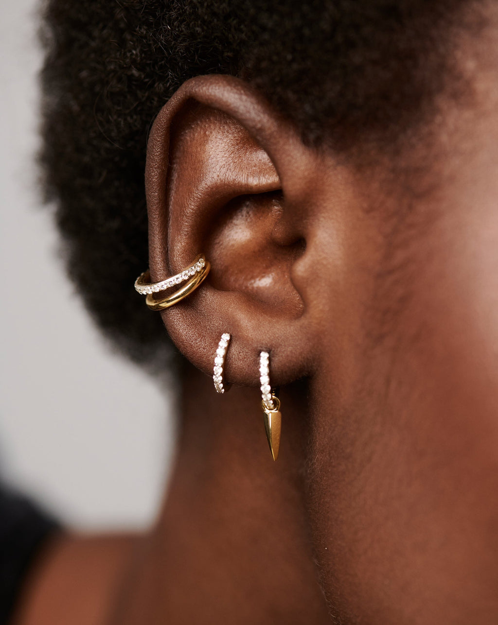 Solid Gold Classic Diamond Single Huggie | 9ct Solid Yellow Gold — Earrings