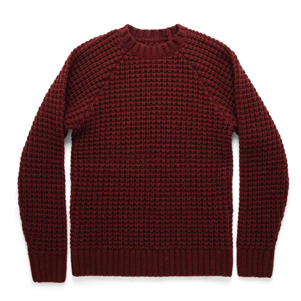Men's The Fisherman Sweater in Maroon Waffle