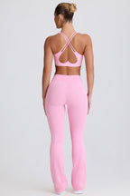 Women's Soft Active V-Waist Pocket Flared Leggings in Baby Pink — Activewear