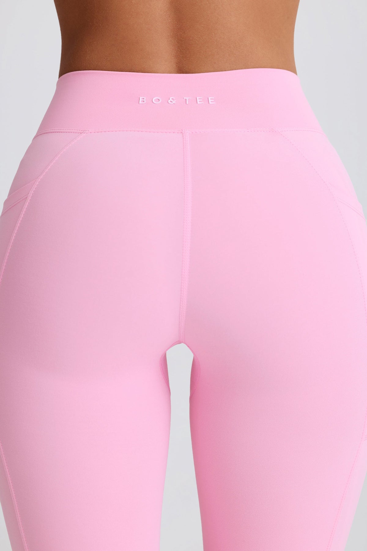 Women's Soft Active V-Waist Pocket Flared Leggings in Baby Pink — Activewear