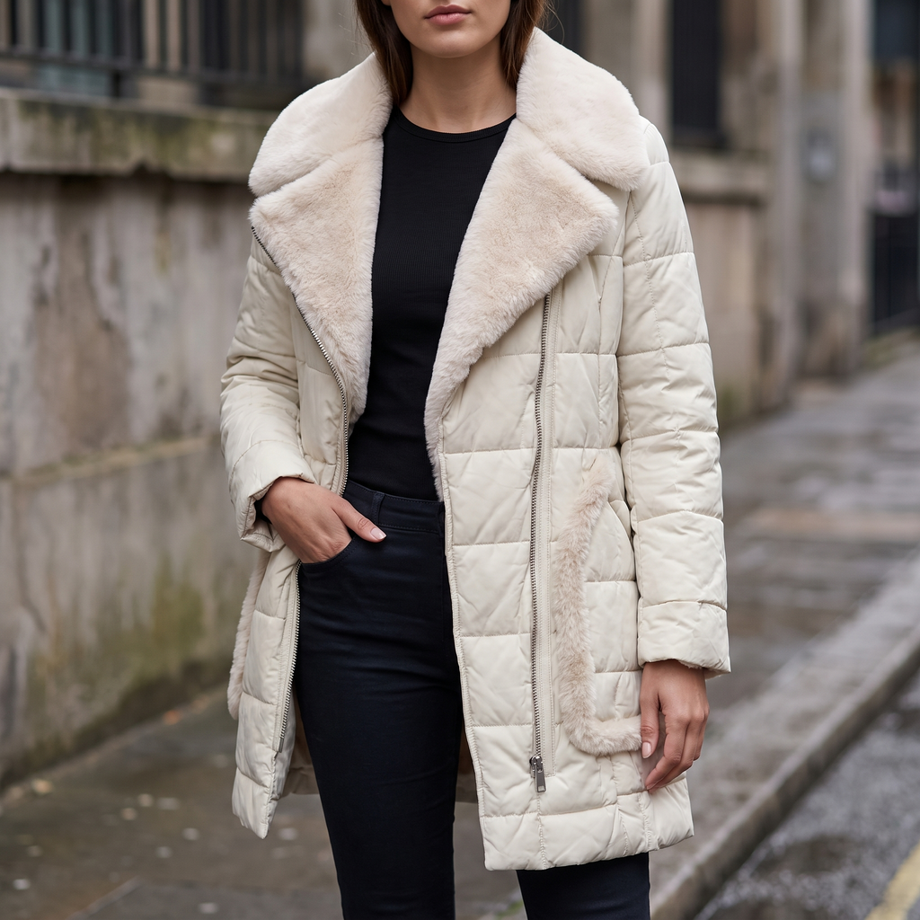 Astor Faux Shearling Hooded Jacket in Birch