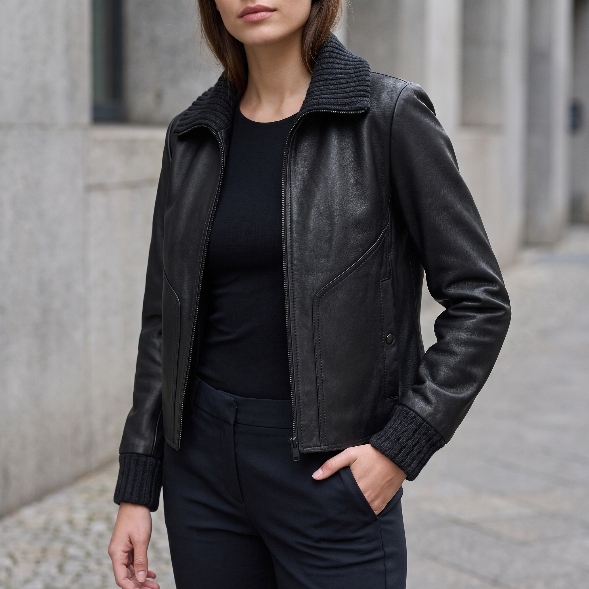 Beatrix Leather Jacket in Black