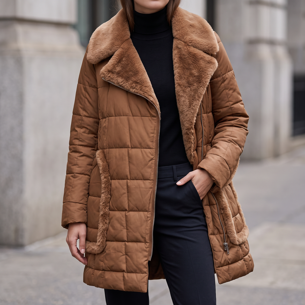 Astor Faux Shearling Hooded Jacket in Sepia