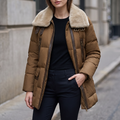 Dutton Down Parka with Leather Trim in Sepia