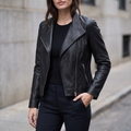 Felix Leather Moto Jacket in Black