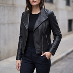Felix Leather Moto Jacket in Black