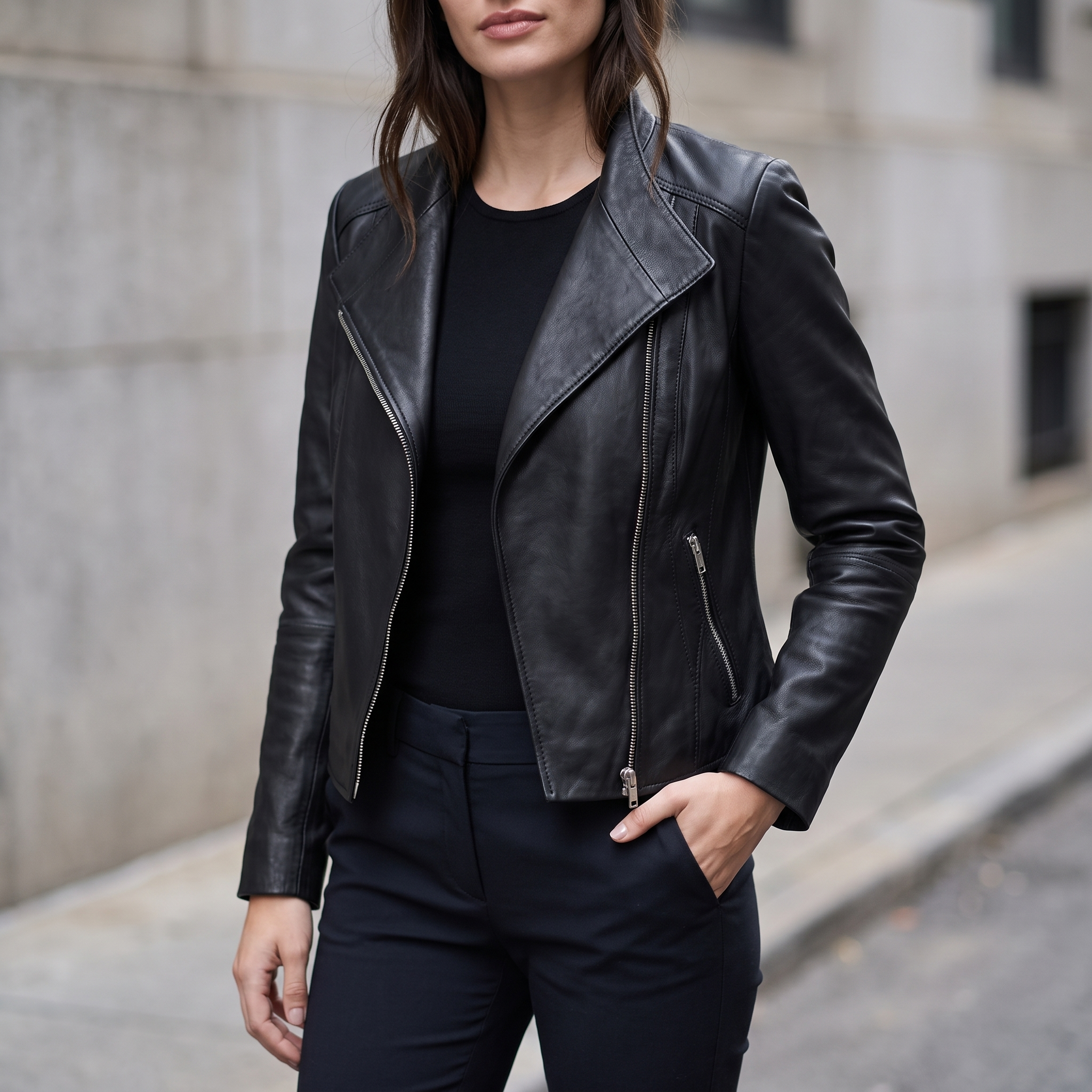 Felix Leather Moto Jacket in Black