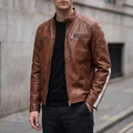 Hank Vintage Striped Racer Jacket in Brown