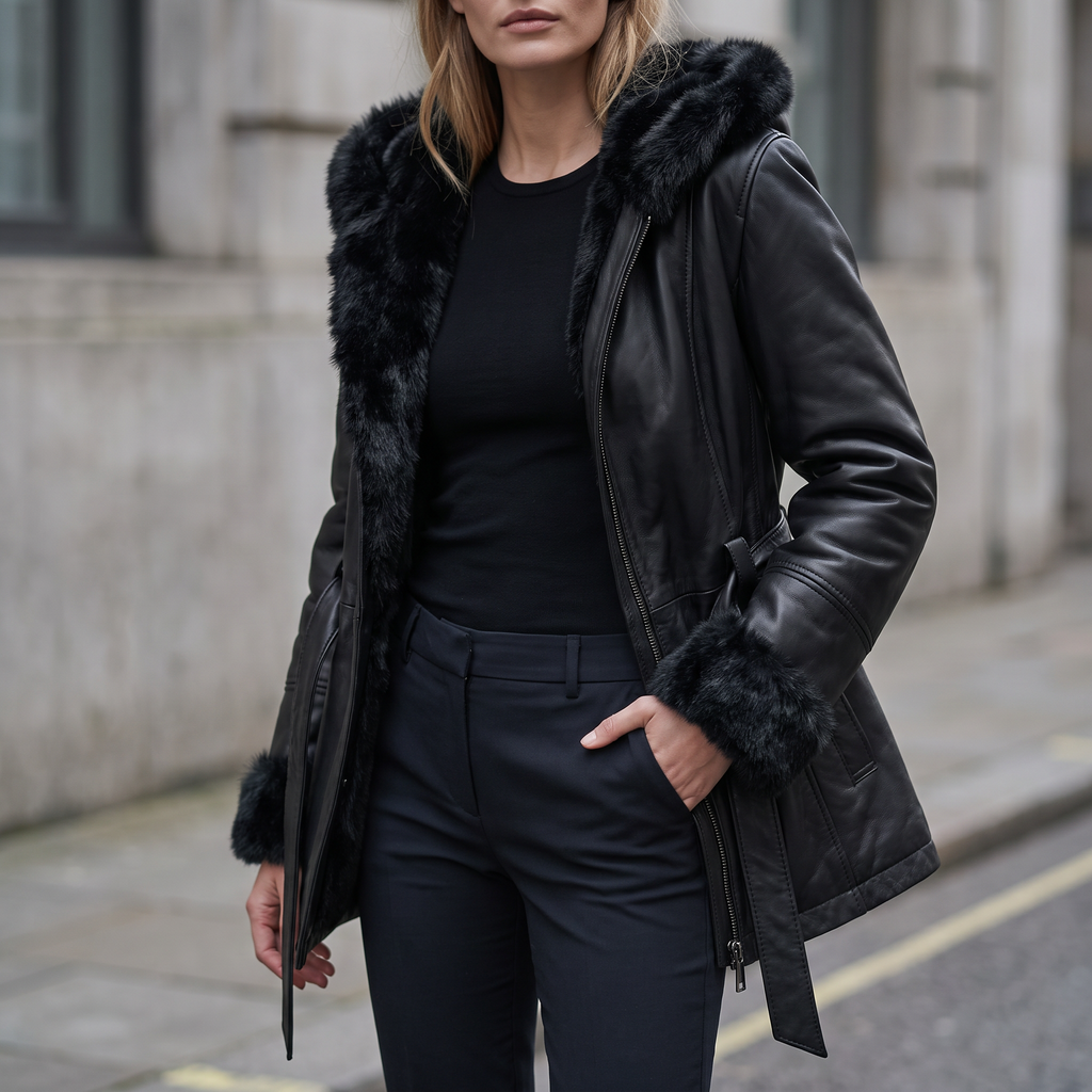 Genevieve Belted Trench Jacket in Black Multi