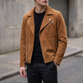 Joss Suede Moto Jacket in Cognac